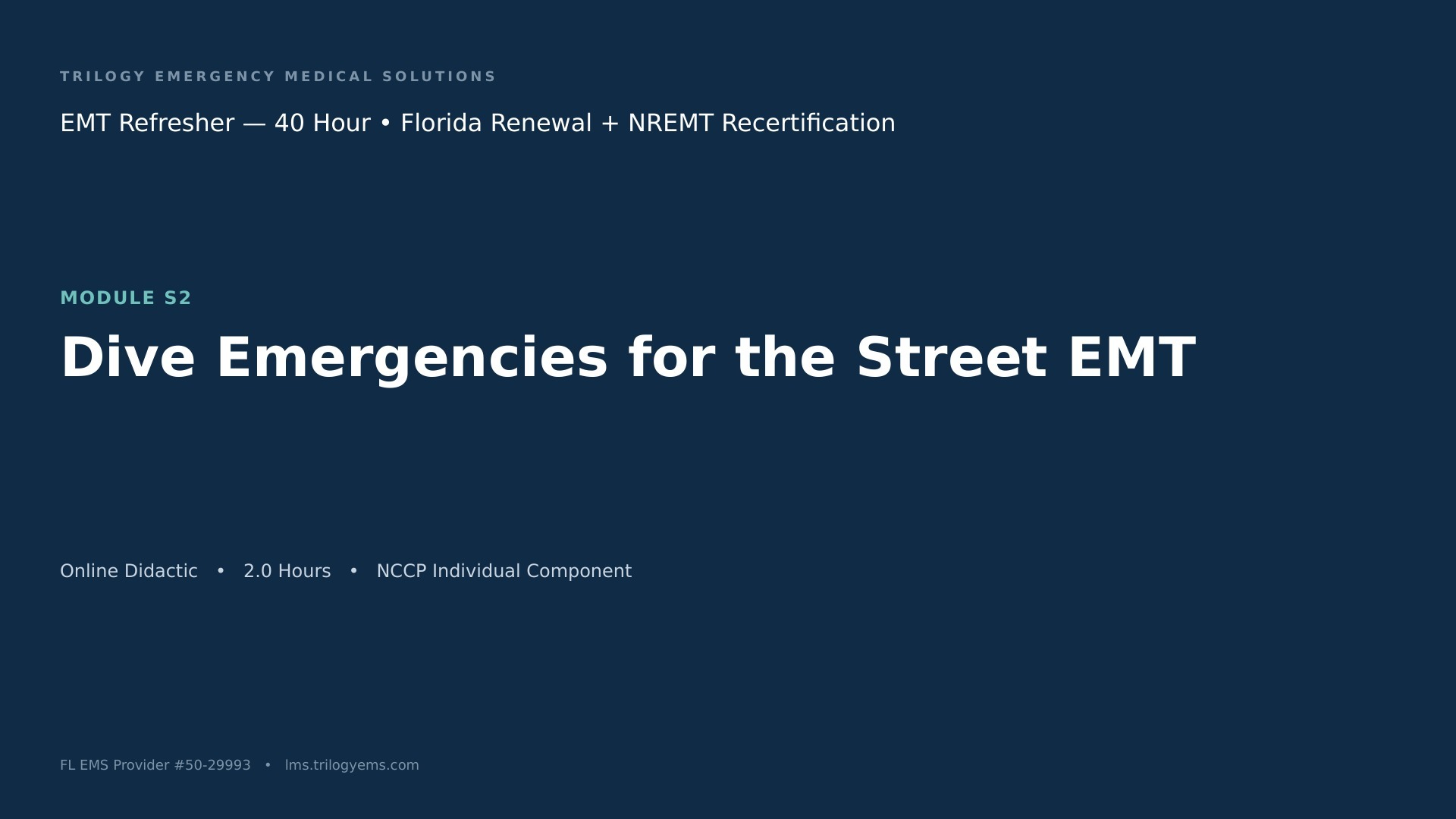 Diving & Barometric Emergencies – EMT – S2 | Trilogy EMS