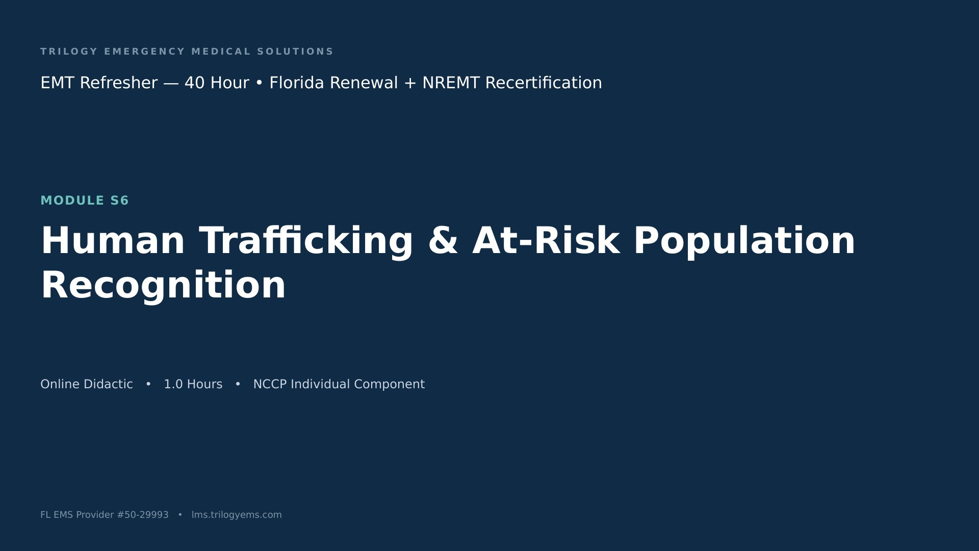 Human Trafficking Recognition for EMS – EMT – S6 | Trilogy EMS