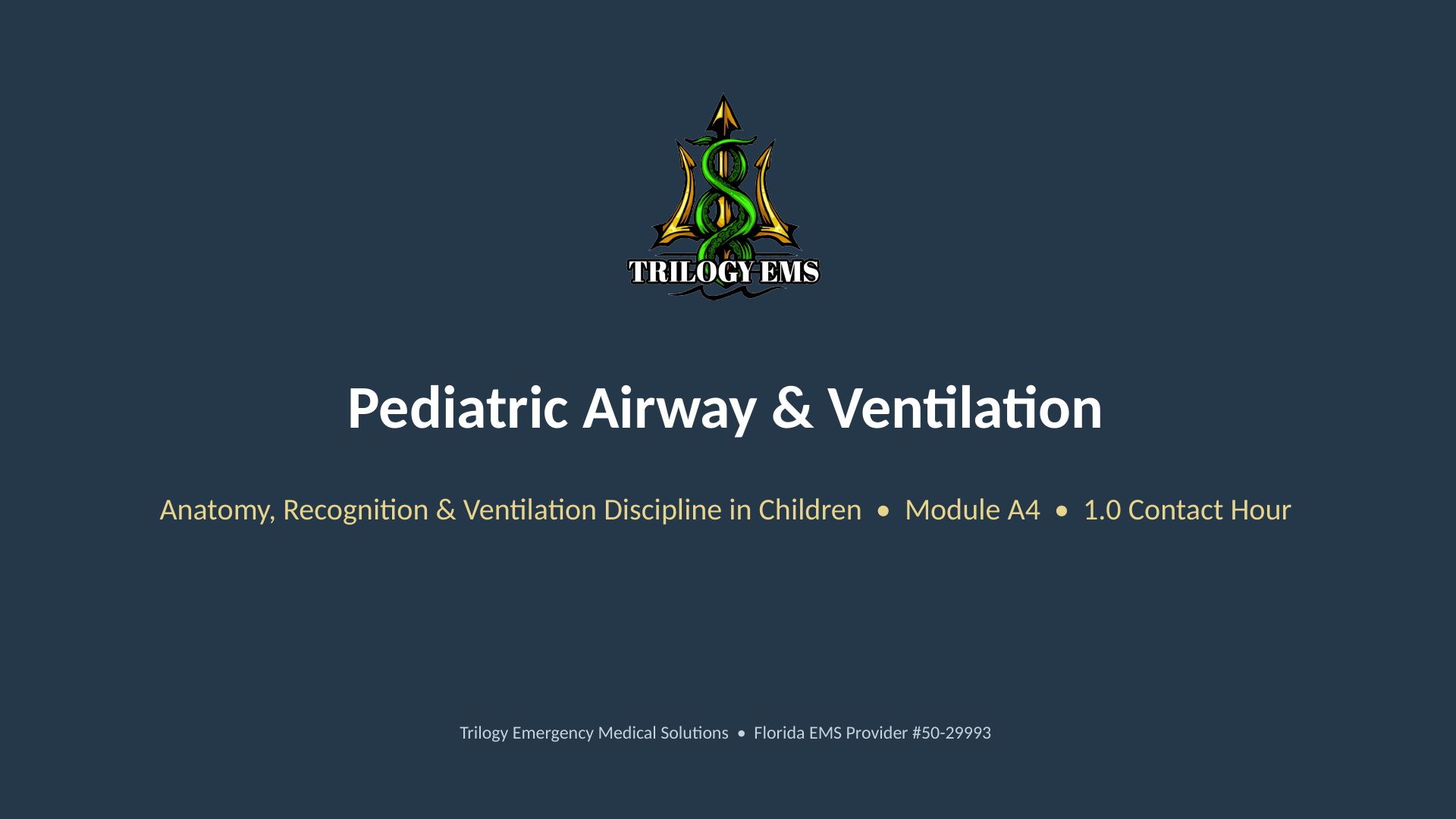Pediatric airway management online paramedic continuing education course