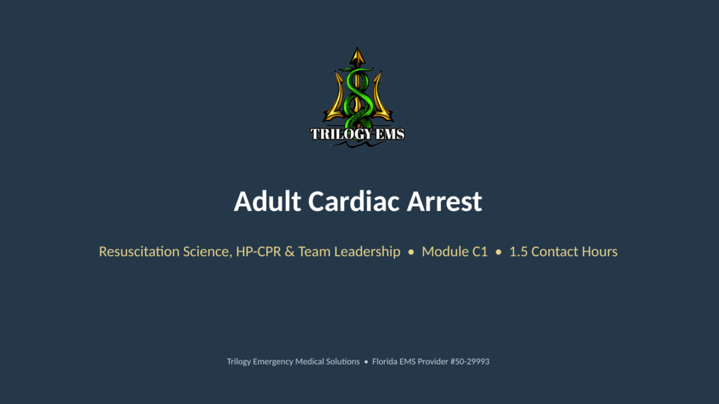 Adult cardiac arrest online paramedic continuing education course