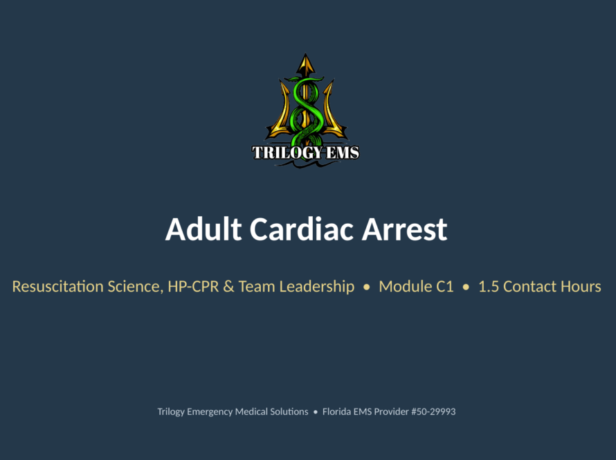 Adult cardiac arrest online paramedic continuing education course