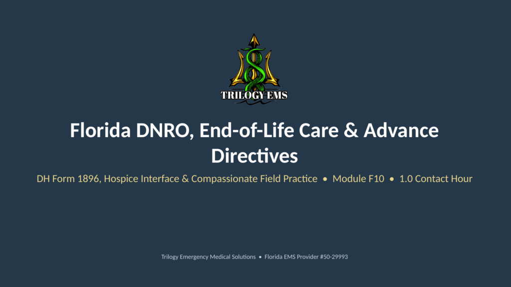 Florida DNRO online paramedic continuing education course