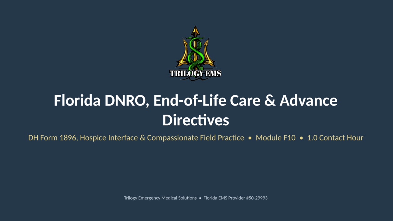 Florida DNRO online paramedic continuing education course