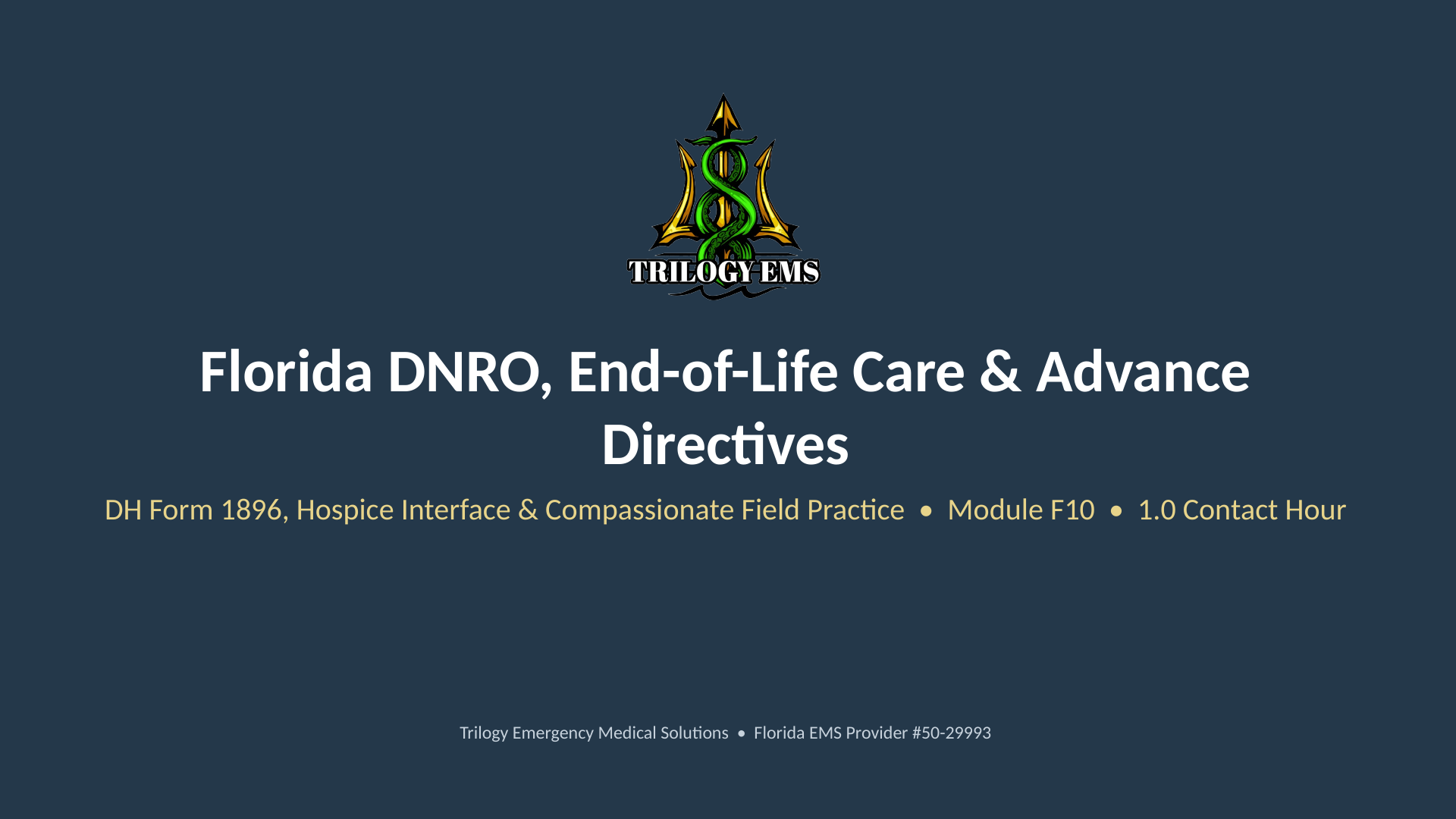 Florida DNRO online paramedic continuing education course
