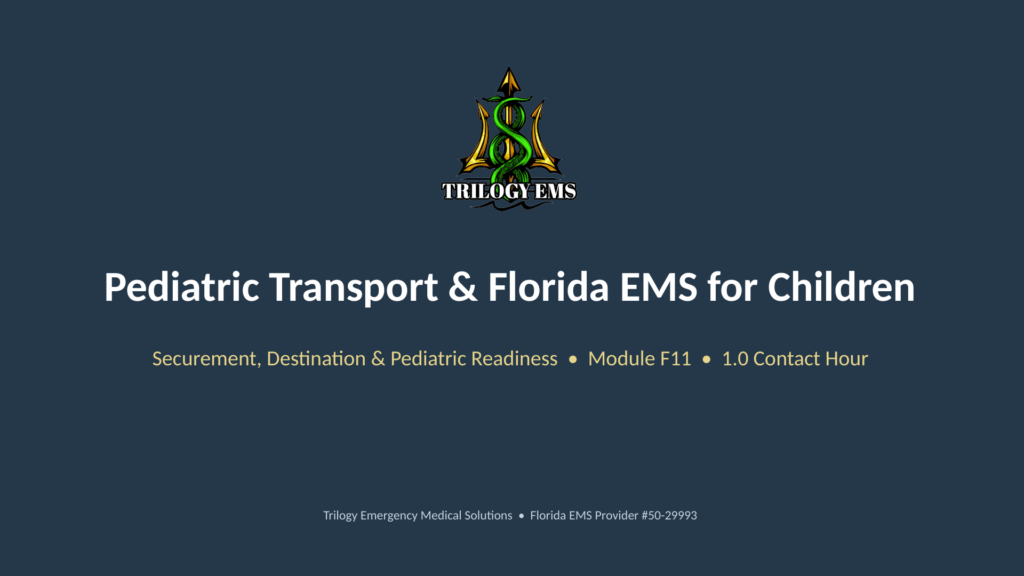 Pediatric transport online paramedic continuing education course