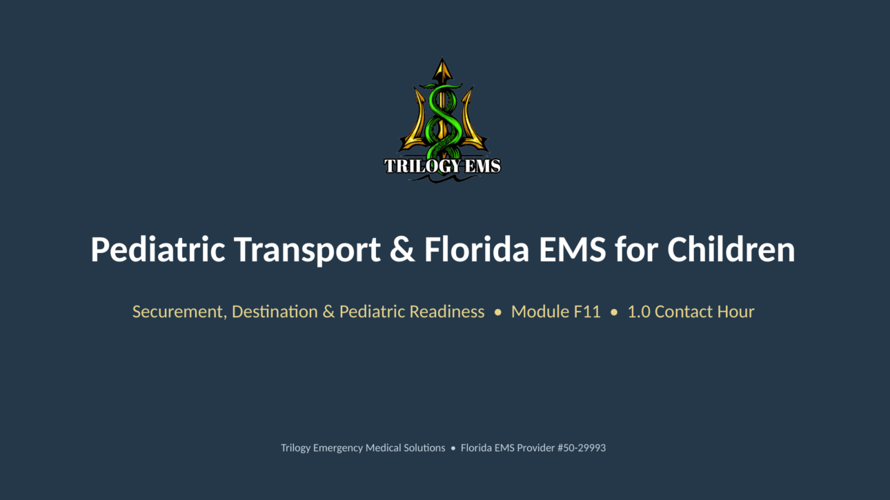 Pediatric transport online paramedic continuing education course