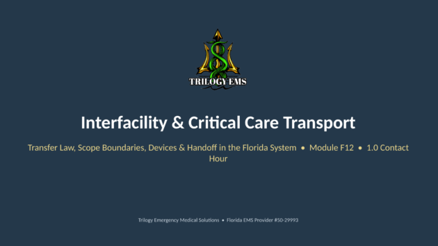 Interfacility critical care transport online paramedic continuing education course