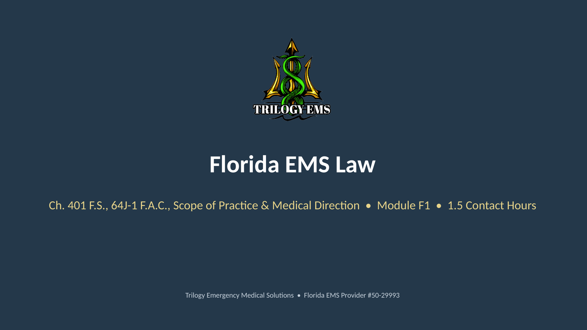 Florida EMS law online paramedic continuing education course