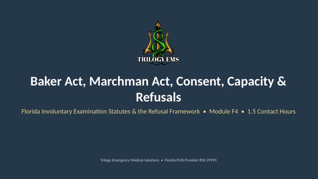 Baker Act and Marchman Act online paramedic continuing education course