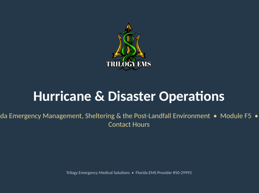 Florida hurricane EMS operations online paramedic continuing education course