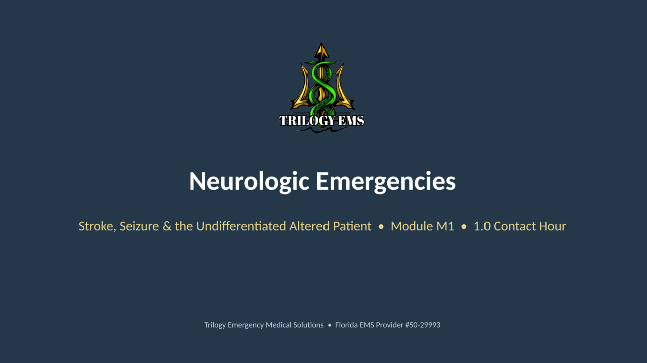 Neurologic emergencies online paramedic continuing education course