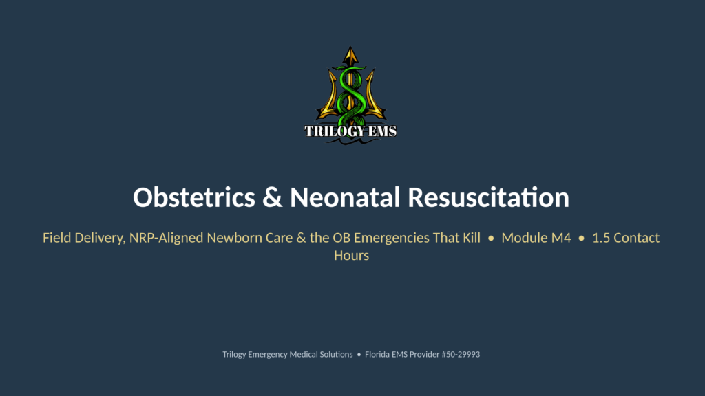 Obstetrics and neonatal resuscitation online paramedic continuing education course