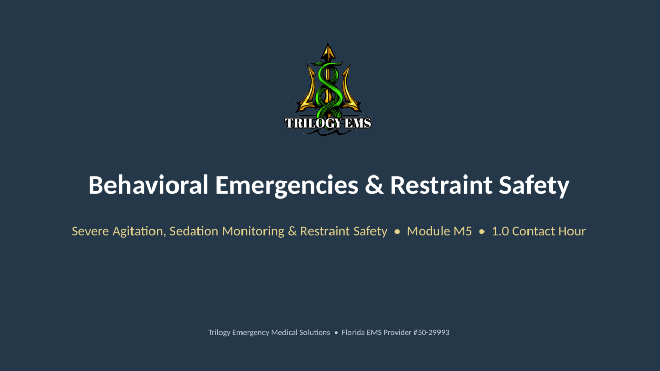 Behavioral emergencies online paramedic continuing education course