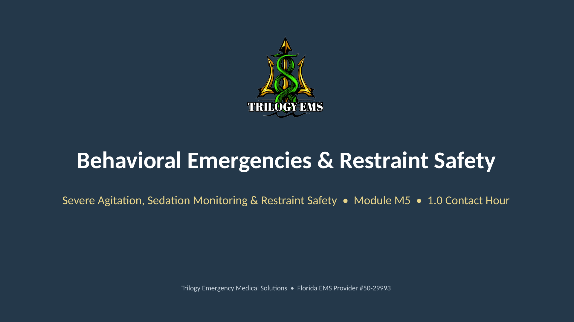 Behavioral emergencies online paramedic continuing education course