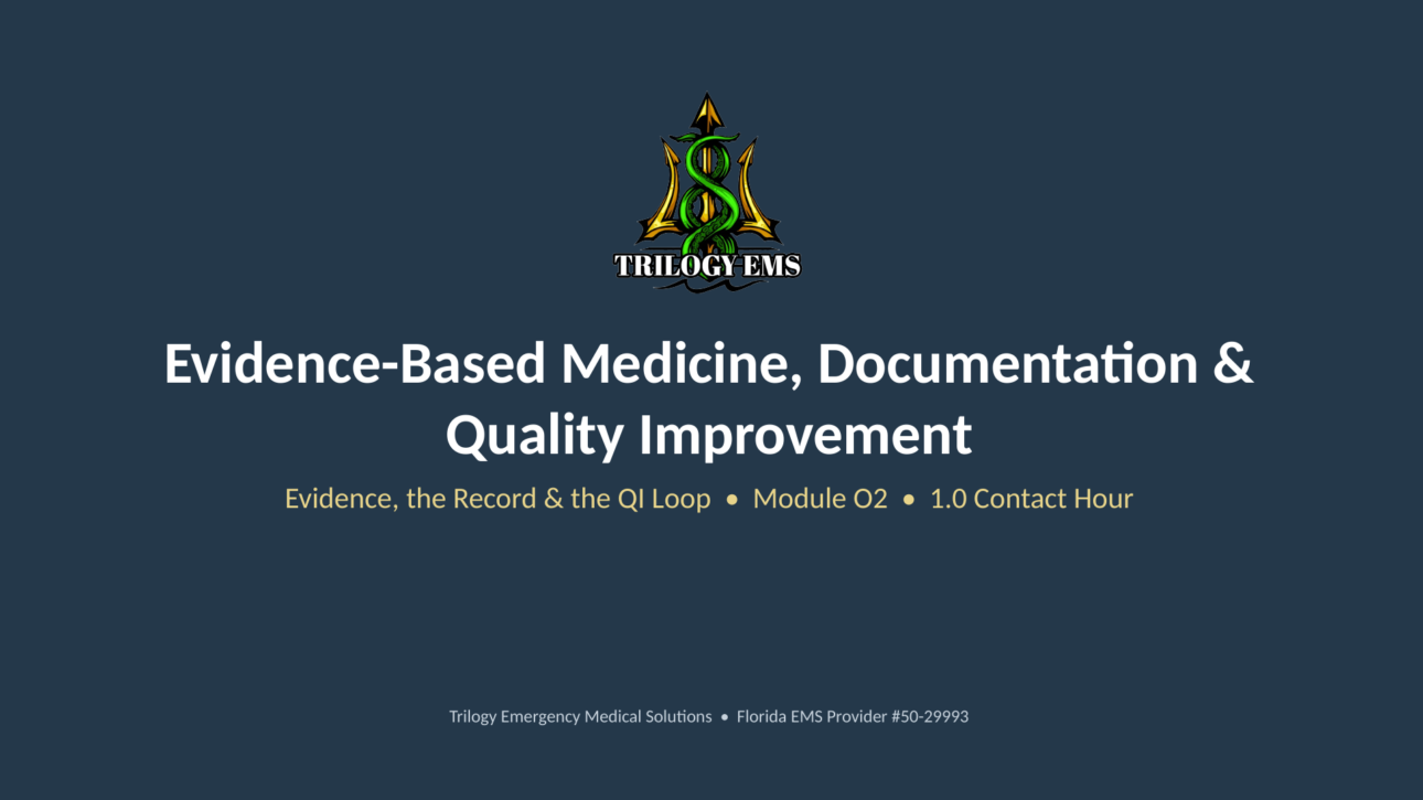 EMS documentation and quality improvement online paramedic continuing education course