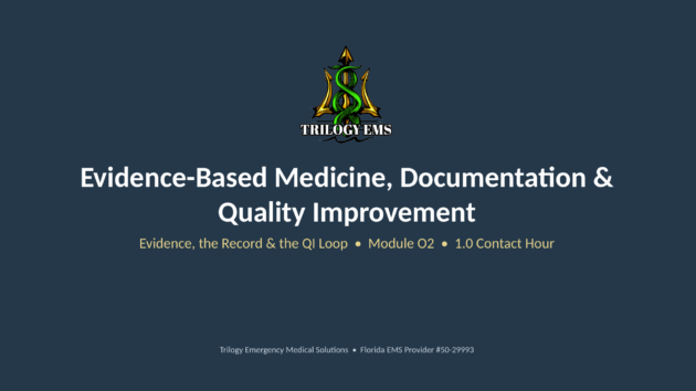EMS documentation and quality improvement online paramedic continuing education course