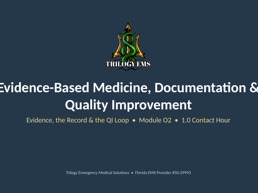 EMS documentation and quality improvement online paramedic continuing education course