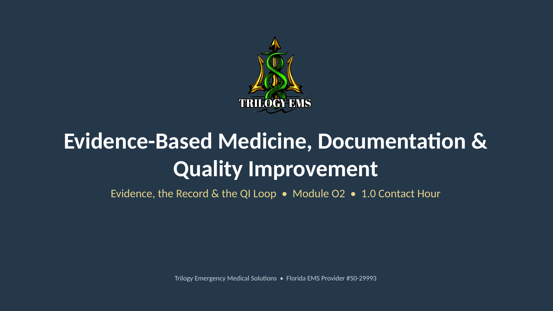 EMS documentation and quality improvement online paramedic continuing education course