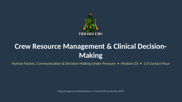 Crew resource management online paramedic continuing education course