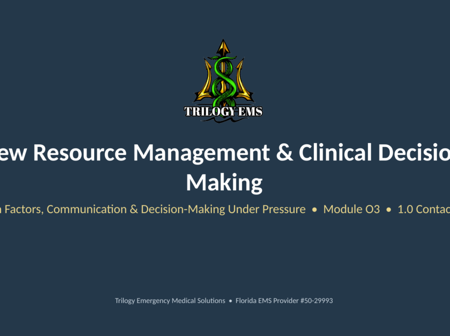 Crew resource management online paramedic continuing education course