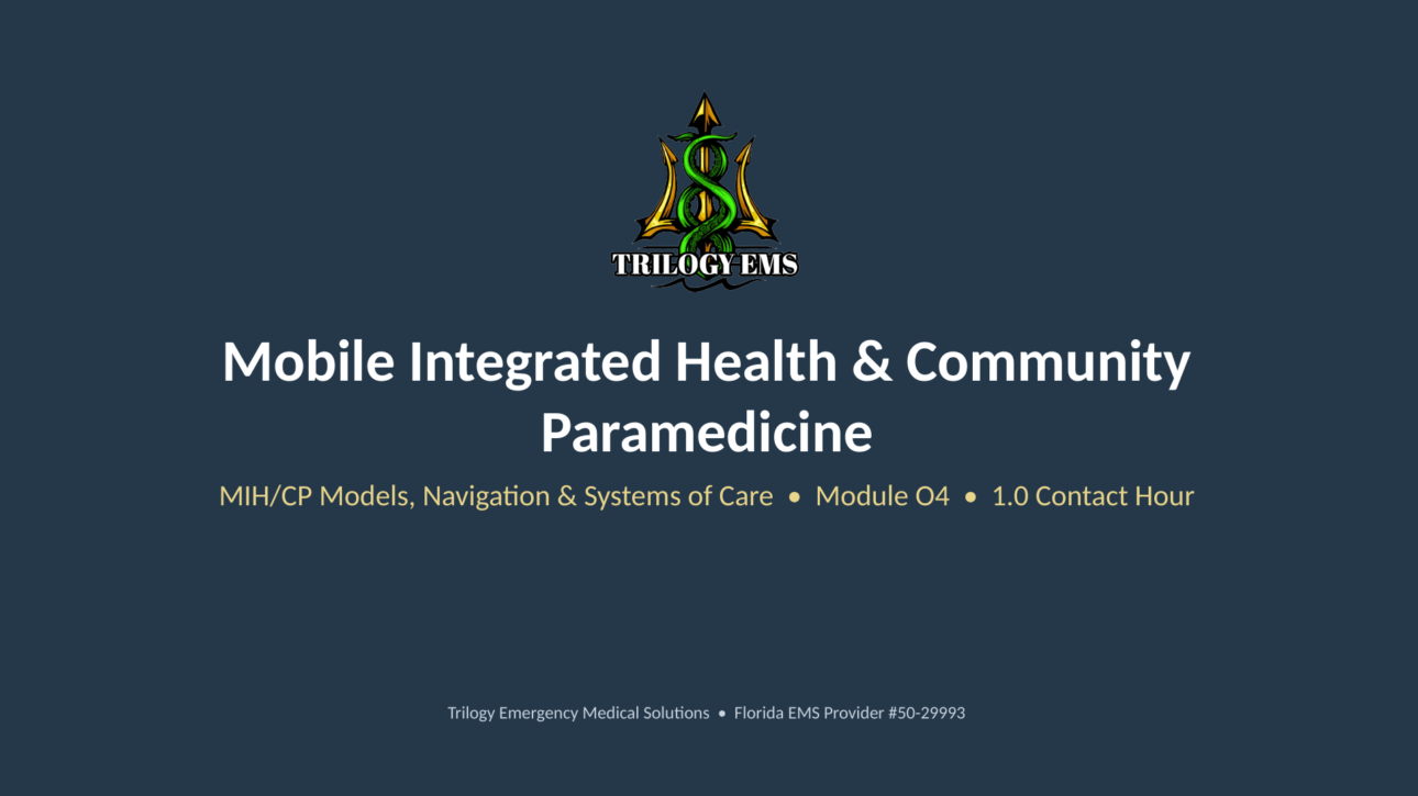 Community paramedicine online paramedic continuing education course