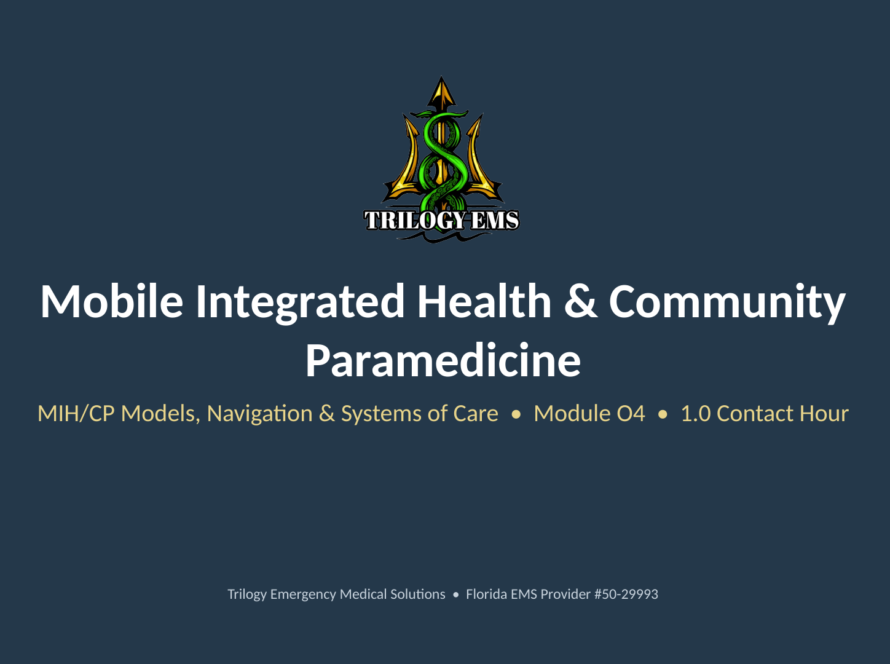 Community paramedicine online paramedic continuing education course