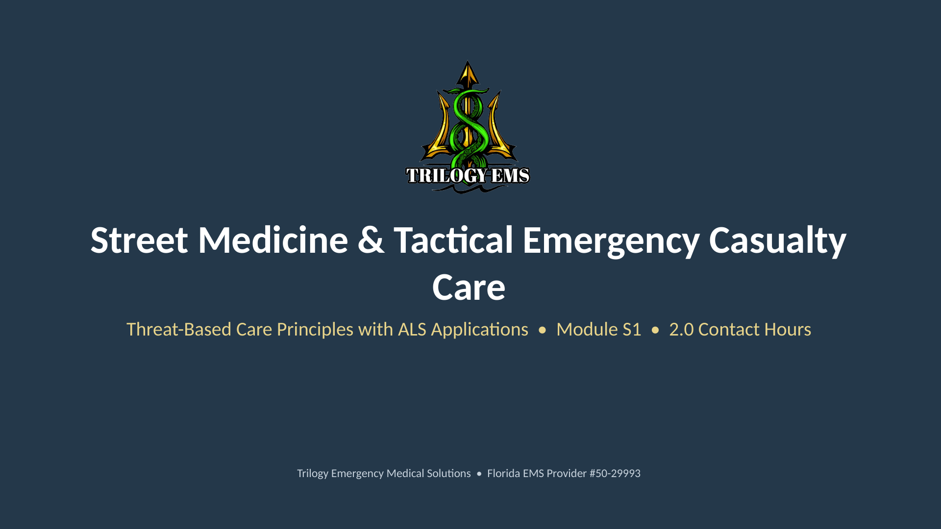 Street medicine and TECC online paramedic continuing education course
