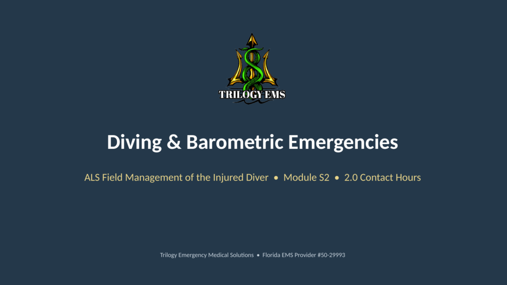 Diving emergencies online paramedic continuing education course