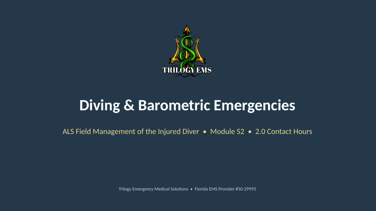 Diving emergencies online paramedic continuing education course