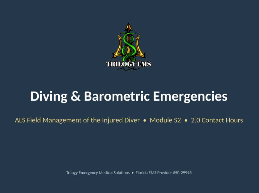 Diving emergencies online paramedic continuing education course