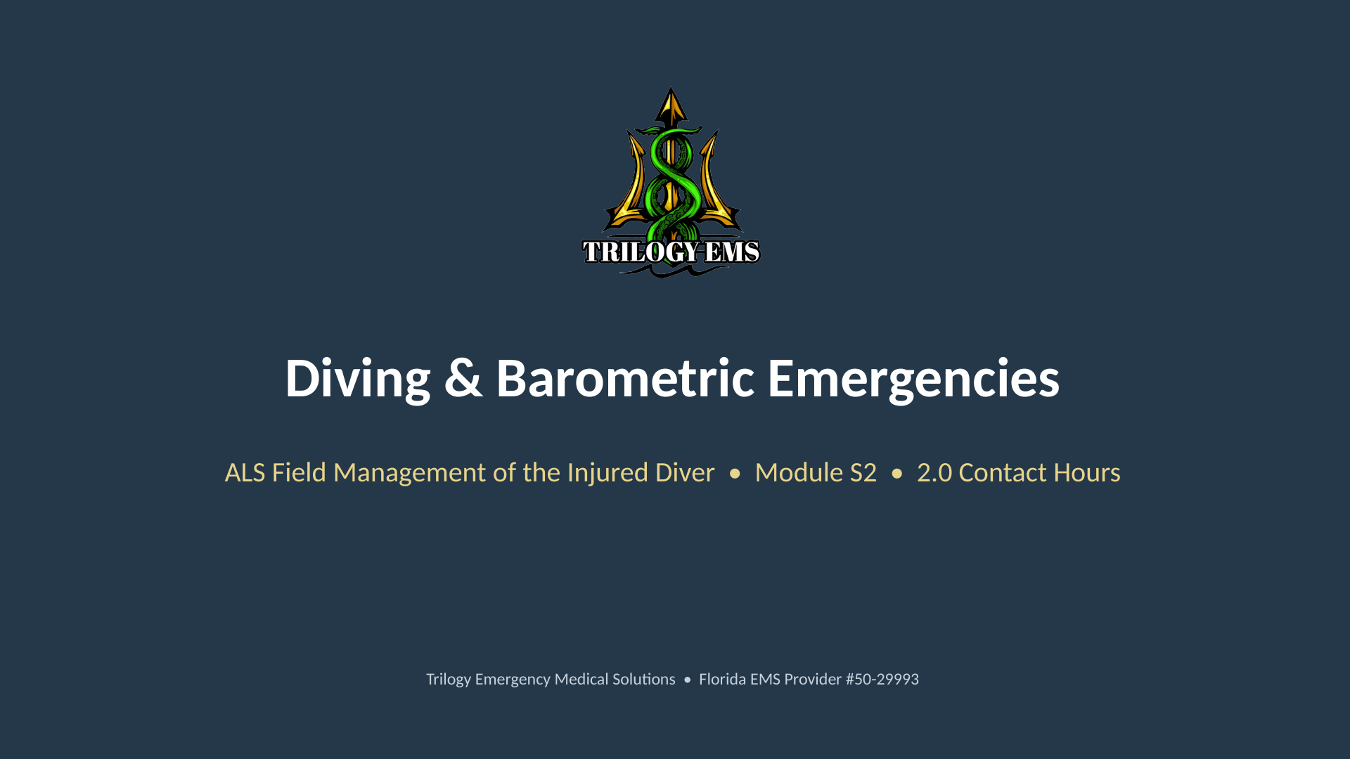 Diving emergencies online paramedic continuing education course