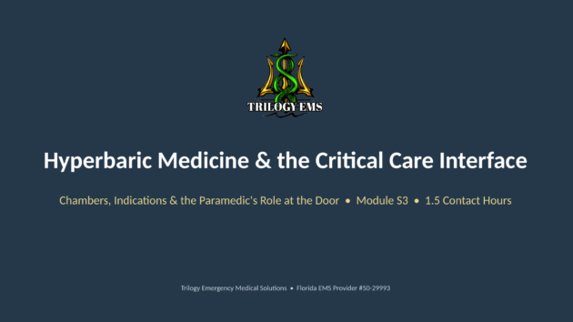 Hyperbaric medicine online paramedic continuing education course