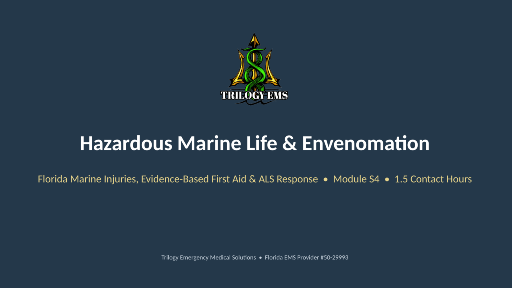 Marine envenomation online paramedic continuing education course