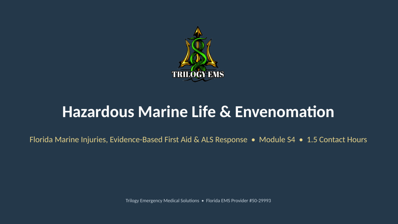 Marine envenomation online paramedic continuing education course