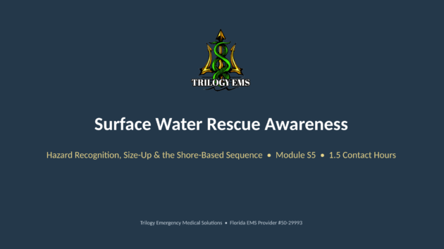 Surface water rescue awareness online paramedic continuing education course