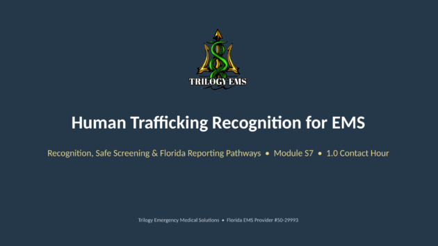 Human trafficking recognition online paramedic continuing education course