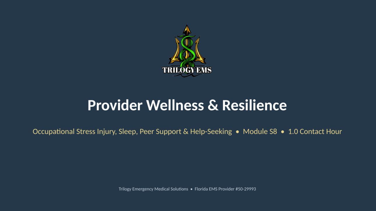 EMS provider wellness online paramedic continuing education course