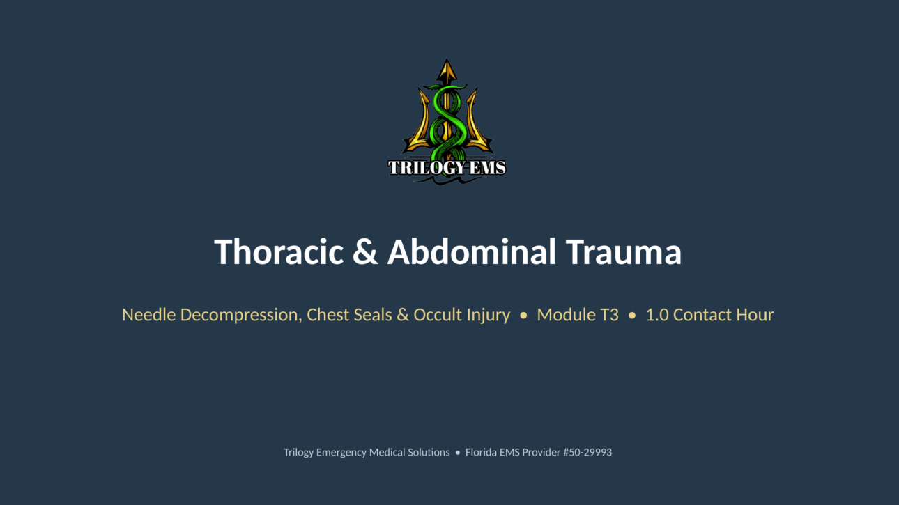 Thoracic and abdominal trauma online paramedic continuing education course