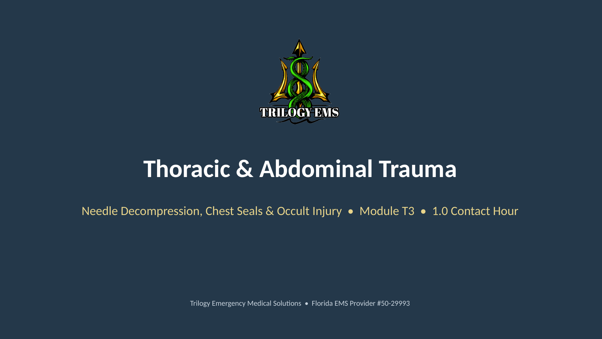 Thoracic and abdominal trauma online paramedic continuing education course
