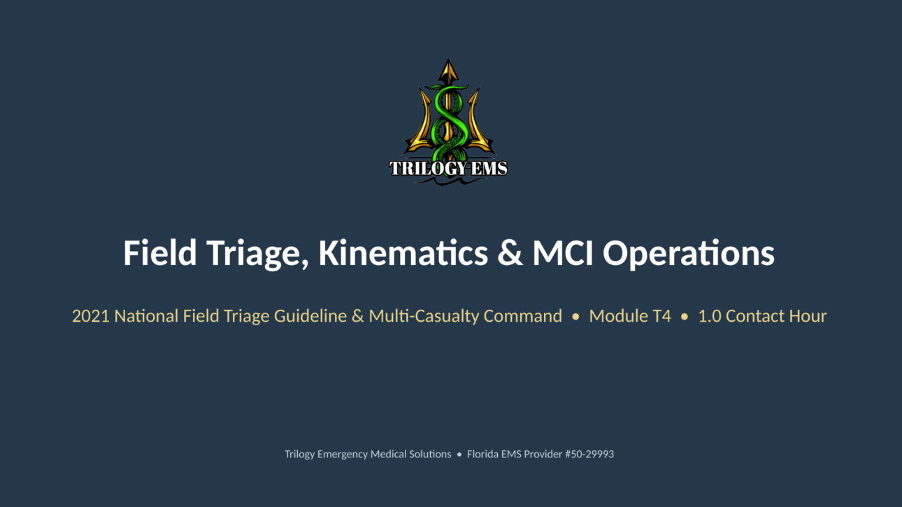 Field triage online paramedic continuing education course